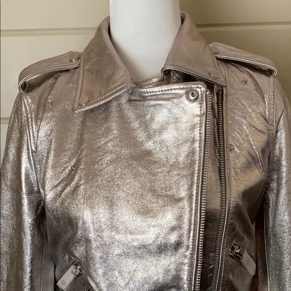 Walter Baker Allison Leather Moto Silver Jacket - Picture 13 of 16